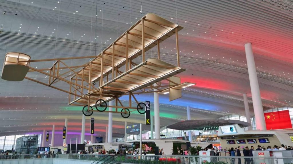 Guangzhou airport unveils replica of China’s first airplane