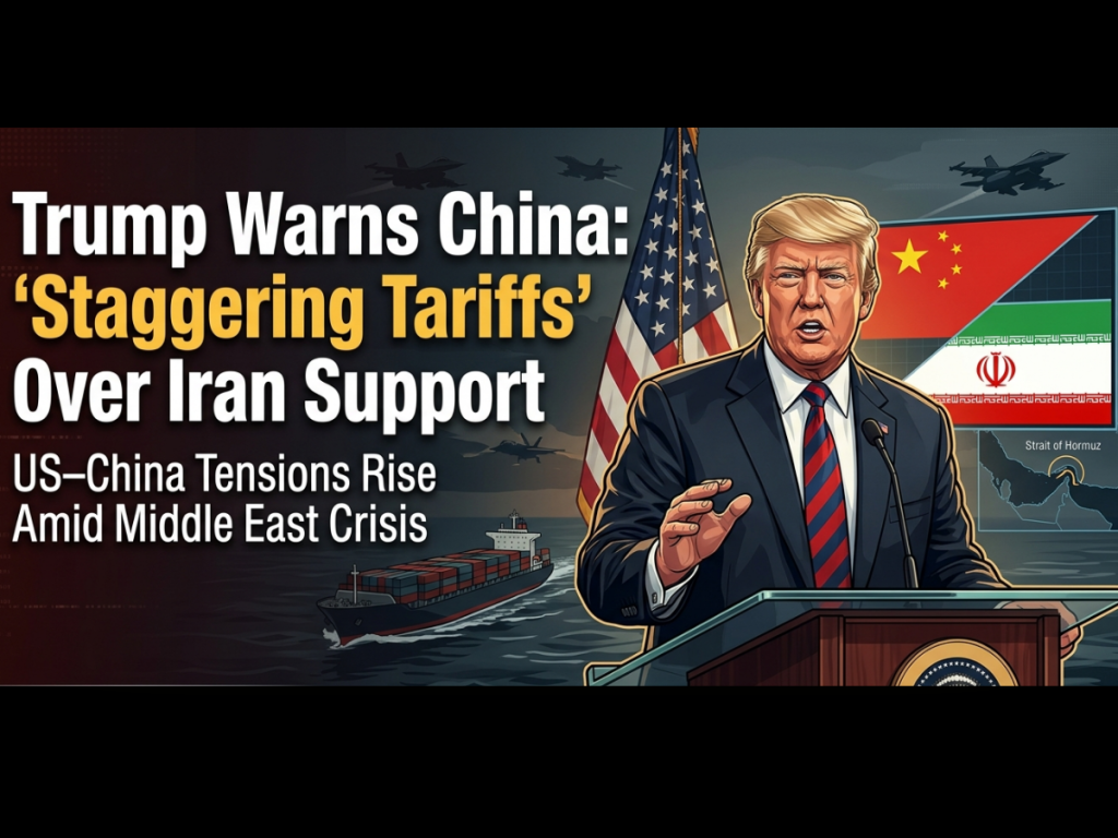 Trump Warns China of “Staggering” Tariffs if Beijing Provides Military Support to Iran Amid Escalating Middle East Conflict