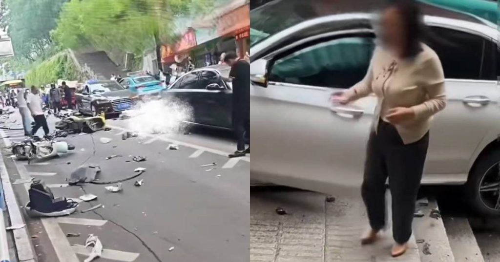 Doctor wearing high heels loses control of Mercedes car in Chongqing; crash leaves 2 dead, 6 injured, China News