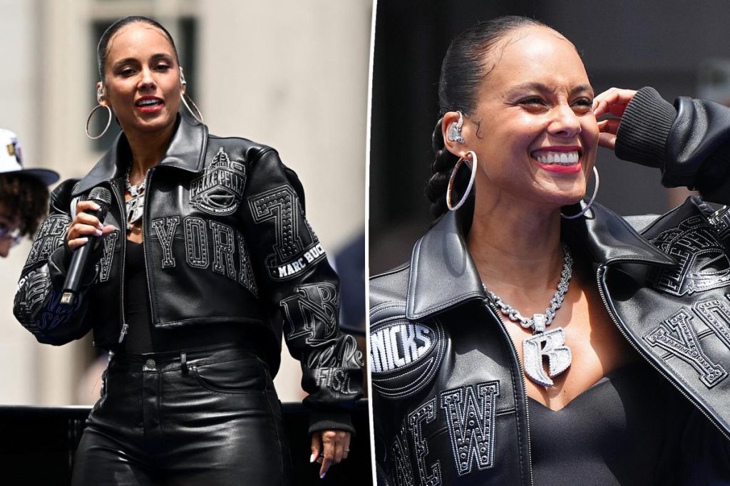 Alicia Keys closes Knicks parade with ‘Empire State of Mind’ in black leather outfit