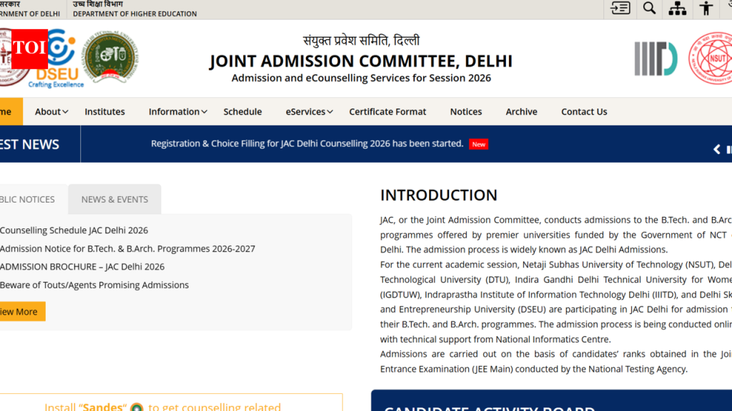 JAC Delhi 2026 counselling registration ends tomorrow: Check direct link to apply, key details here