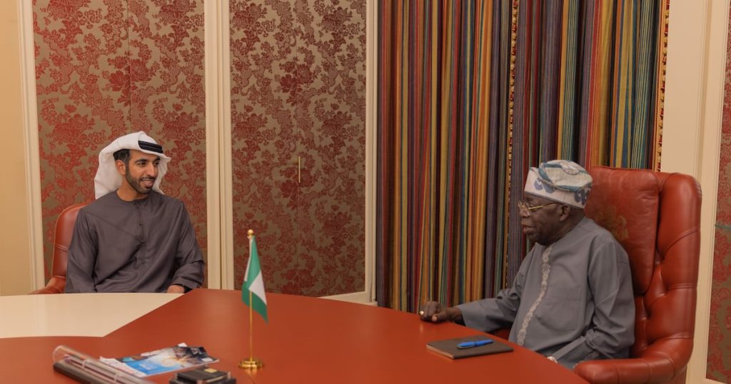 Sheikh Shakhbout bin Nahyan meets Nigerian President