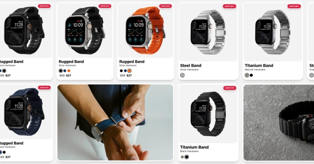 Nomad sport, leather, and metal Apple Watch bands are up to 68% off with deals from $27