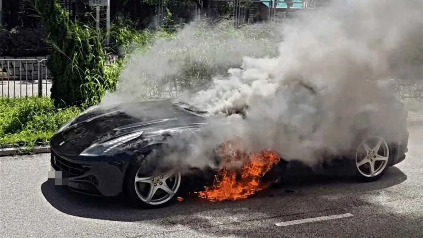 A Ferrari Burst Into Flames on a Packed Hong Kong Street, and the Driver Barely Got Out in Time