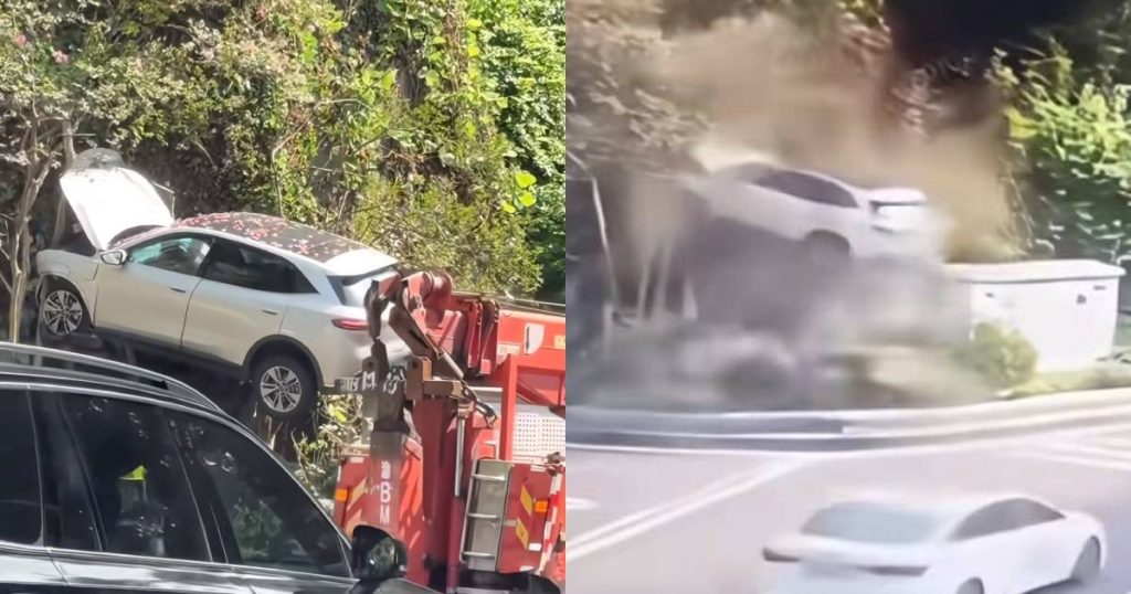 SUV dangles above slope after veering off road in Chongqing, China News